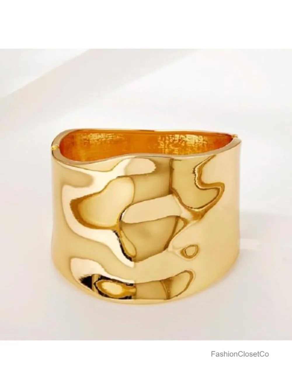 Chunky Silver Cuff Bracelet Open Wave Metal Statement Jewelry